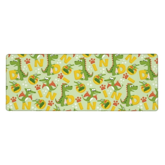 Disketp Gaming Mouse Pad Cartoon Dinosaurs Pattern Large Mouse Mat Long Extended Desk Pad Non-Slip Rubber Mice Pads Stitched Edges Thin Pad (11.8x31.5 Inch)
