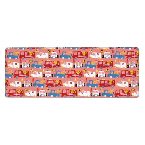 Disketp Gaming Mouse Pad Cartoon With Traffic Elements Pattern Large Mouse Mat Long Extended Desk Pad Non-Slip Rubber Mice Pads Stitched Edges Thin Pad (11.8x31.5 Inch)
