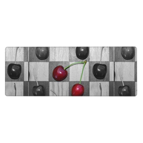 Disketp Gaming Mouse Pad Cherries Laid Pattern Large Mouse Mat Long Extended Desk Pad Non-Slip Rubber Mice Pads Stitched Edges Thin Pad (11.8x31.5 Inch)