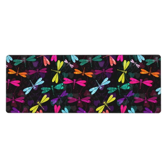 Disketp Gaming Mouse Pad Colorful Dragonflies Pattern Large Mouse Mat Long Extended Desk Pad Non-Slip Rubber Mice Pads Stitched Edges Thin Pad (11.8x31.5 Inch)