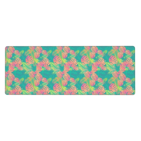 Disketp Gaming Mouse Pad Colorful Palm Leaves Pattern Large Mouse Mat Long Extended Desk Pad Non-Slip Rubber Mice Pads Stitched Edges Thin Pad (11.8x31.5 Inch)