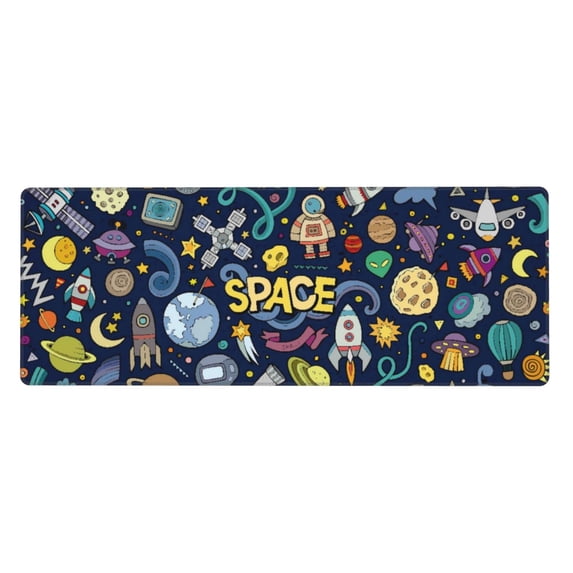 Disketp Gaming Mouse Pad Colorful Space Pattern Large Mouse Mat Long Extended Desk Pad Non-Slip Rubber Mice Pads Stitched Edges Thin Pad (11.8x31.5 Inch)