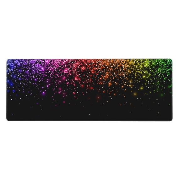 Disketp Gaming Mouse Pad Colorful Sparkling Pattern Large Mouse Mat Long Extended Desk Pad Non-Slip Rubber Mice Pads Stitched Edges Thin Pad (11.8x31.5 Inch)