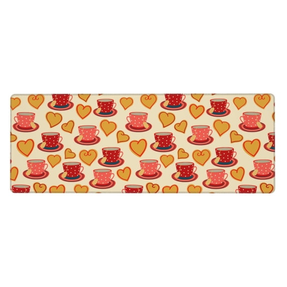 Disketp Gaming Mouse Pad Cups Of Tea Pattern Large Mouse Mat Long Extended Desk Pad Non-Slip Rubber Mice Pads Stitched Edges Thin Pad (11.8x31.5 Inch)