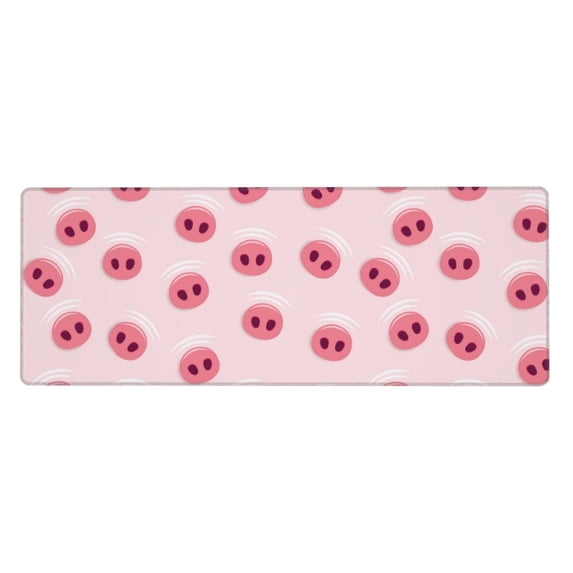 Disketp Gaming Mouse Pad Cute Pig Nose Pattern Large Mouse Mat Long Extended Desk Pad Non-Slip Rubber Mice Pads Stitched Edges Thin Pad (11.8x31.5 Inch)