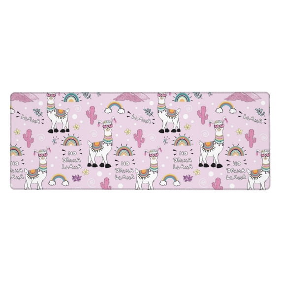 Disketp Gaming Mouse Pad No Drama Llama Pattern Large Mouse Mat Long Extended Desk Pad Non-Slip Rubber Mice Pads Stitched Edges Thin Pad (11.8x31.5 Inch)