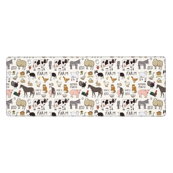 Disketp Gaming Mouse Pad Farm Animals 4 Pattern Large Mouse Mat Long Extended Desk Pad Non-Slip Rubber Mice Pads Stitched Edges Thin Pad (11.8x31.5 Inch)