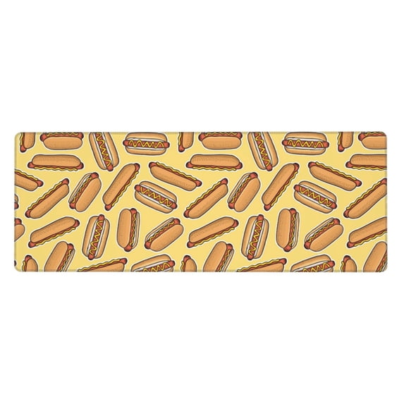 Disketp Gaming Mouse Pad Hot Dogs Pattern Large Mouse Mat Long Extended Desk Pad Non-Slip Rubber Mice Pads Stitched Edges Thin Pad (11.8x31.5 Inch)