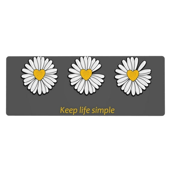 Disketp Gaming Mouse Pad Keep Life Simple Daisy Flower Pattern Large Mouse Mat Long Extended Desk Pad Non-Slip Rubber Mice Pads Stitched Edges Thin Pad (11.8x31.5 Inch)