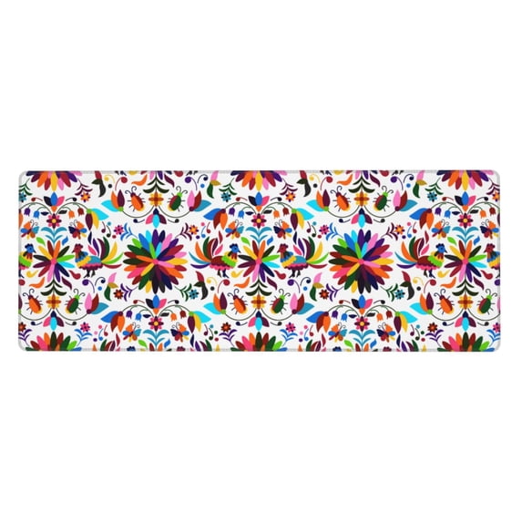 Disketp Gaming Mouse Pad Mexican Bright Style Pattern Large Mouse Mat Long Extended Desk Pad Non-Slip Rubber Mice Pads Stitched Edges Thin Pad (11.8x31.5 Inch)