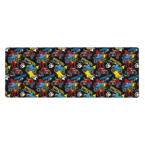 Disketp Gaming Mouse Pad Monster Car Pattern Large Mouse Mat Long Extended Desk Pad Non-Slip Rubber Mice Pads Stitched Edges Thin Pad (11.8x31.5 Inch)