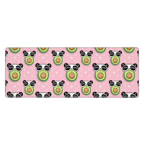 Disketp Gaming Mouse Pad Panda Avocado Pattern Large Mouse Mat Long Extended Desk Pad Non-Slip Rubber Mice Pads Stitched Edges Thin Pad (11.8x31.5 Inch)
