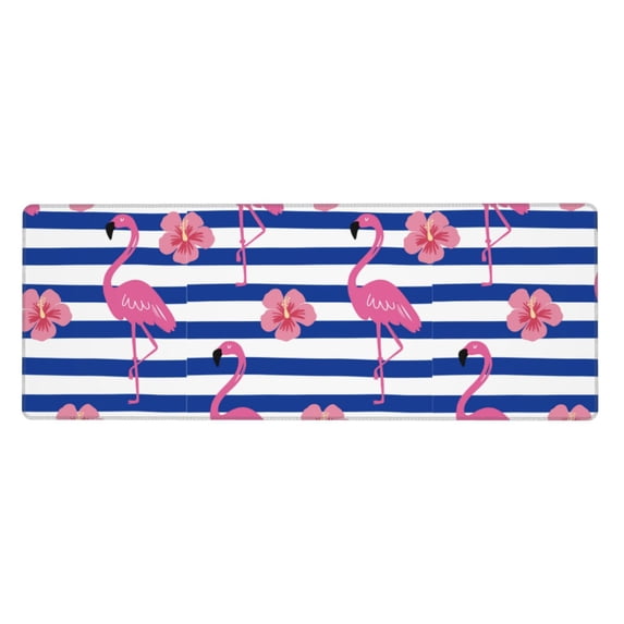 Disketp Gaming Mouse Pad Pink Flamingo Pattern Large Mouse Mat Long Extended Desk Pad Non-Slip Rubber Mice Pads Stitched Edges Thin Pad (11.8x31.5 Inch)