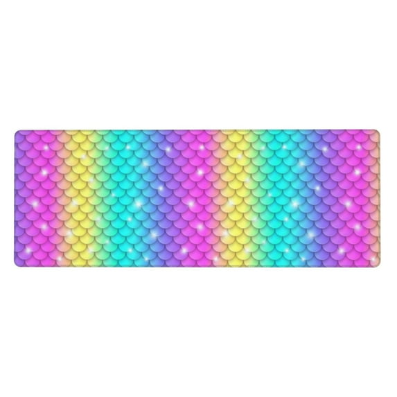 Disketp Gaming Mouse Pad Rainbow Scales2 Pattern Large Mouse Mat Long Extended Desk Pad Non-Slip Rubber Mice Pads Stitched Edges Thin Pad (11.8x31.5 Inch)