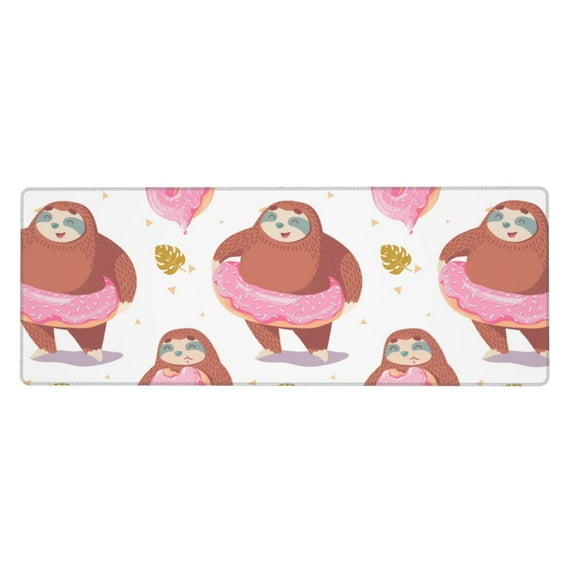 Disketp Gaming Mouse Pad Sloth With Donuts1 Pattern Large Mouse Mat Long Extended Desk Pad Non-Slip Rubber Mice Pads Stitched Edges Thin Pad (11.8x31.5 Inch)