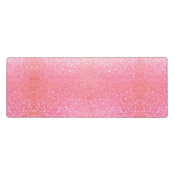 Disketp Gaming Mouse Pad Sparkly Pink Glitter Pattern Large Mouse Mat Long Extended Desk Pad Non-Slip Rubber Mice Pads Stitched Edges Thin Pad (11.8x31.5 Inch)
