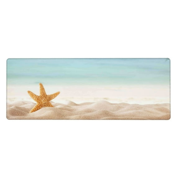 Disketp Gaming Mouse Pad Starfish In Beach Pattern Large Mouse Mat Long Extended Desk Pad Non-Slip Rubber Mice Pads Stitched Edges Thin Pad (11.8x31.5 Inch)