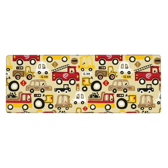 Disketp Gaming Mouse Pad Vehicles Pattern Large Mouse Mat Long Extended Desk Pad Non-Slip Rubber Mice Pads Stitched Edges Thin Pad (11.8x31.5 Inch)