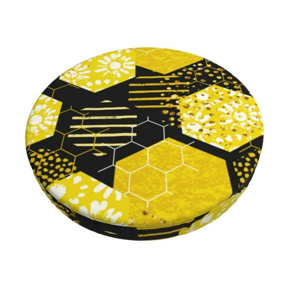 Disketp Geometric Pattern With Bee Stool Covers Round, Super Soft Round Bar Stool Cushion Covers Seat Cushion - 12 Inch