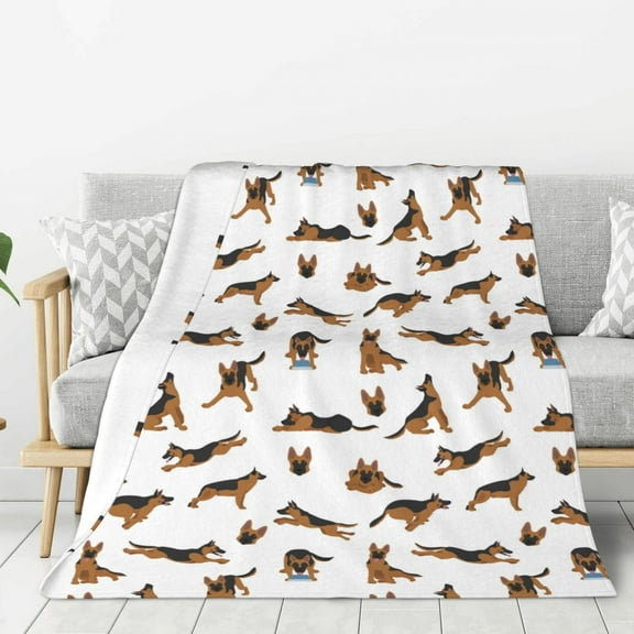 Disketp German Shepherd Dog Cozy Flannel Fleece Throw Blanket: Has a velvety texture for All Seasons - Perfect for Women, Men, & Kids"40"x30"