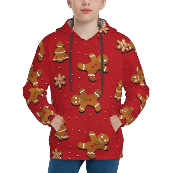 Disketp Gingerbread Man Youth Hoodie Sweatshirt for Boys Girls Kids Pullover Hooded Classic Casual Essentials Hoodie-X-Large