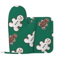 thumbnail image 1 of Disketp Gingerbread Snowman Cookies Oven Mitts And Potholders Bbq Gloves-Oven Mitts And Pot Holders With Recycled Infill Silicone Non-Slip Cooking Gloves For Cooking Baking Grilling, 1 of 9