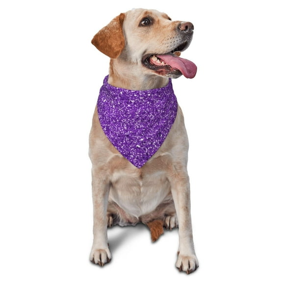 Disketp Glitter Purple Dog Bandanas 1PC Triangle Adjustable Puppy Bandana Bib Handkerchief for Large Medium Girl Dogs Pets Gift