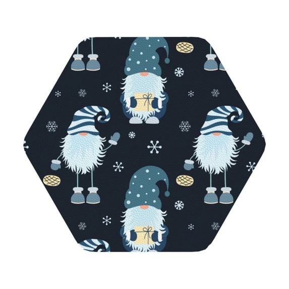 Disketp Gnome And Snowflakes Funny Coasters,6 Pcs Leather Coasters With Holder, Perfect Housewarming Hostess Gifts,Protect Furniture From Water Marks Scratch And Damage