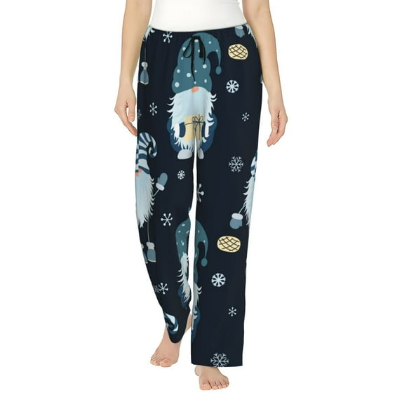 Disketp Gnome And Snowflakes Print Women'S Comfy Pajama Pants Casual Drawstring Palazzo Lounge Wide Leg Pants