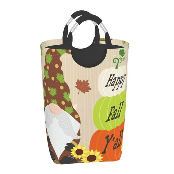 Disketp Gnome Happy Fall Square Laundry Bag Large Collapsible Dirty Clothes Bags With Handles Waterproof Essentials Storage For College Dorm, Family