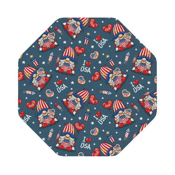 Disketp Gnome Love Usa Funny Coasters,4 Pcs Leather Coasters With Holder, Perfect Housewarming Hostess Gifts,Protect Furniture From Water Marks Scratch And Damage