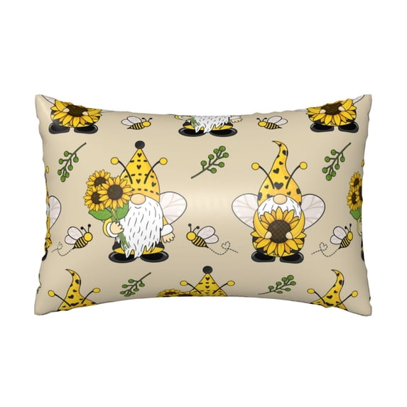 Disketp Gnomes Bees And Sunflowers Satin Pillowcase For Hair And Skin - Satin Pillow Cases Standard Size 20x30 Inches With Zipper,Gifts For Women Men