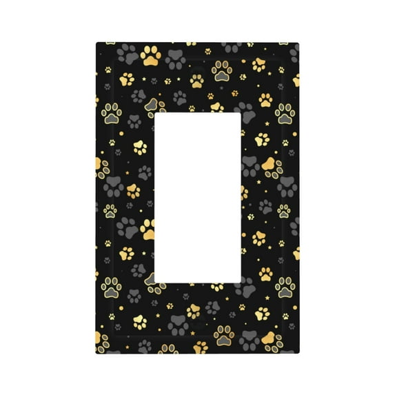 Disketp Gold Dog Paw Decorator Light Switch or Receptacle Outlet Wall Plate Decorator Wall Plate Child Safe Outlet Cover-Style U