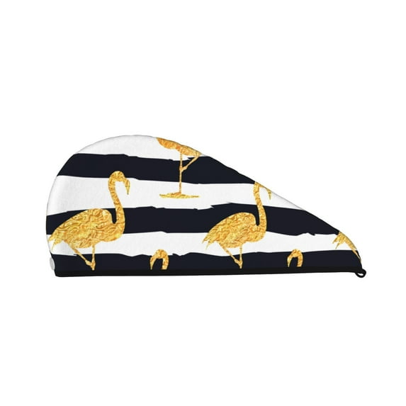 Disketp Gold Flamingo Microfiber Hair Towel Wrap,Hair Drying Towel With Button,Towel Turban,Head Towel To Dry Hair Quickly For Girls And Women