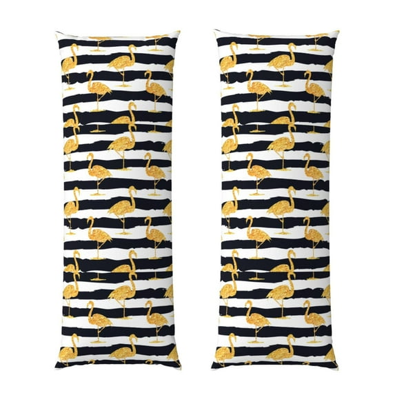 Disketp Gold Flamingo Print Body Pillow Cover - Super Soft 20x54 Body Pillow Case,Long Side Hidden Zipper
