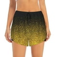 thumbnail image 1 of Disketp Gold Glitter Gradient Print Women's Shorts Workout Shorts for Athletic Gym Running Shorts with Phone Pockets Medium, 1 of 8