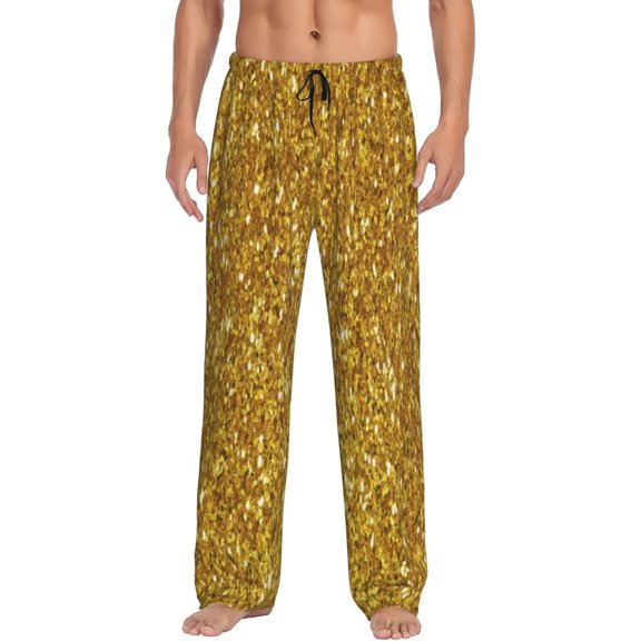 Disketp Gold Glitter Men'S Pajama Pants - Ultra Soft Fleece Sleep And Lounge Pants (Size: S-Xxl)