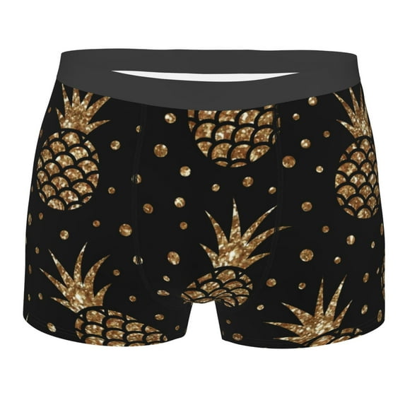 Disketp Gold Glitter Pineapples Men'S Boxer Briefs,Soft And Breathable Cotton Underwear With Comfortflex Waistband