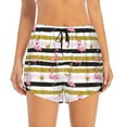 thumbnail image 1 of Disketp Gold Glittering Hearts and Flamingos Print Women's Shorts Workout Shorts for Athletic Gym Running Shorts with Phone Pockets XX-Large, 1 of 8