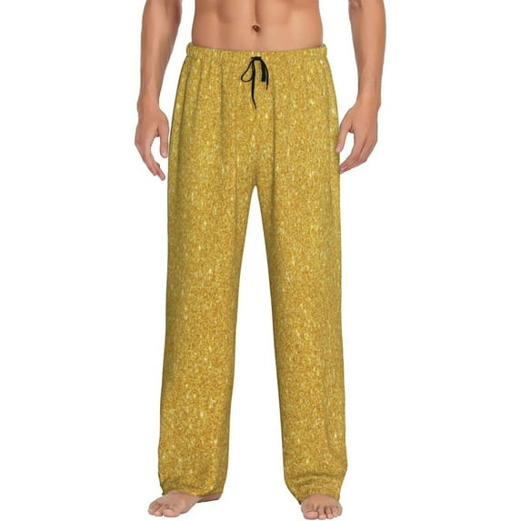 Disketp Gold Shiny Men'S Pajama Pants - Ultra Soft Fleece Sleep And Lounge Pants (Size: S-Xxl)
