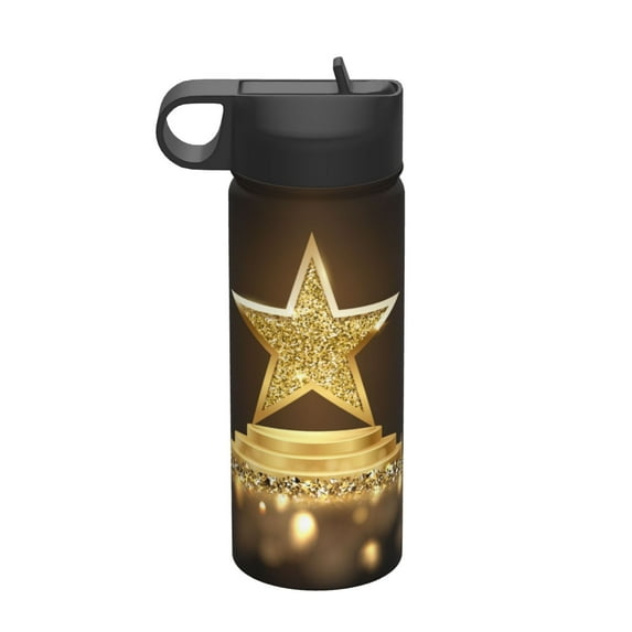 Disketp Golden Glitter And Light 18oz Sports Insulated Kettle With Straw Insulated Water Bottle For Running Hiking Cycling Climbing Man'S Womens Sports Water Bottle