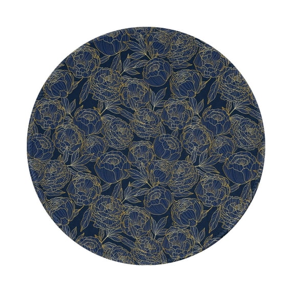 Disketp Golden Peonies Small Mouse Pad 7.9x7.9 Inches,Washable Round Mousepad for Office Laptop Computer,Non-Slip Rubber Base Mouse Pads for Wireless Mouse