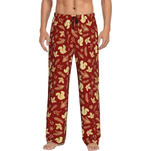 Disketp Golden Squirrels Holiday Men's Pajama Pants - Ultra Soft Fleece Sleep and Lounge Pants (Size: S-XXL)-