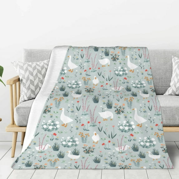 Disketp Goose and Doodle Flowers Cozy Flannel Fleece Throw Blanket: Has a velvety texture for All Seasons - Perfect for Women, Men, & Kids"60"x50"