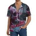 thumbnail image 1 of Disketp Gothic Red Skull Cemetery Men's Hawaiian, Shirts Button Down Holiday Beach Shirts-{sizeName}-Large, 1 of 5