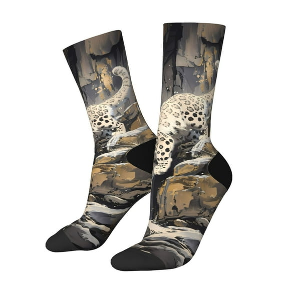 Disketp Graceful Snow Leopard Unisex Crew Socks Lightweight Breathable Ventilation Ankle Socks, Mid-calf socks for Daily