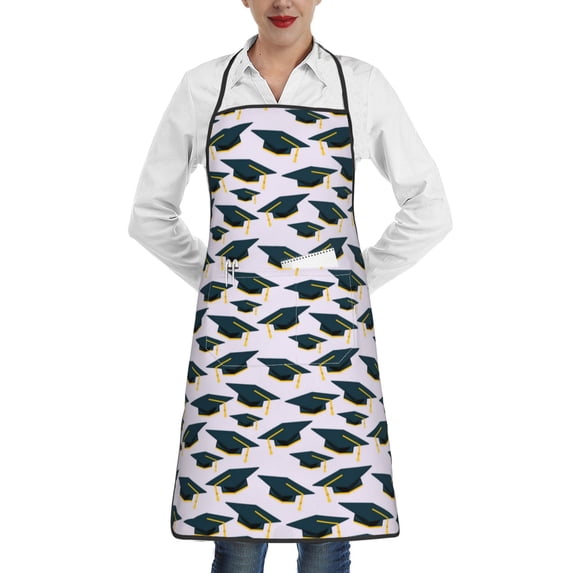 Disketp Graduation Hats Kitchen Apron with adjustable Aprons for Women with Pockets Cooking Powder Pink Apron