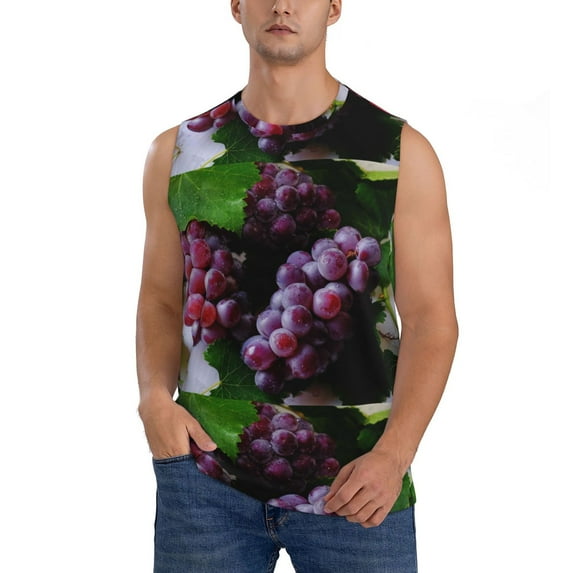 Disketp Grape Sleeveless Tshirts For Men, Muscle Shirts For Men Dry Fit Tank Top-Medium