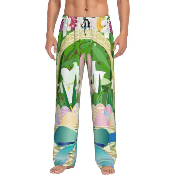 Disketp Graphic Easter Easter Basket Men'S Pajama Pants - Ultra Soft Fleece Sleep And Lounge Pants (Size: S-Xxl)