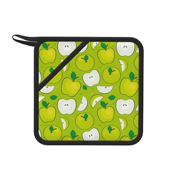 Disketp Green Apple Pot Holders Kitchen Insulation Mats Heat Resistant Pot-Holder Oven Anti-Scald Pads for Cooking Baking, 7.1*7.1inch